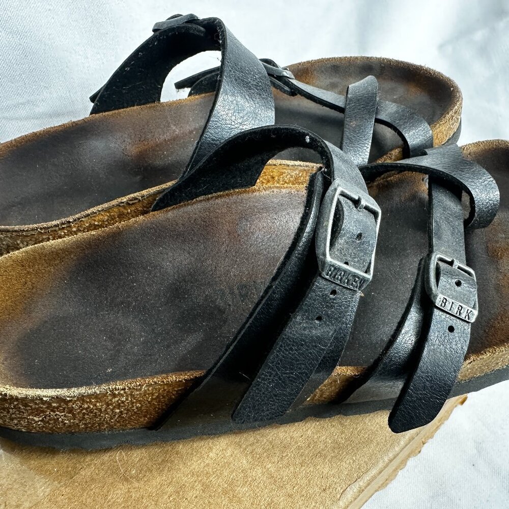 Birkenstock Black Leather Two-Strap Sandals - Picture 6 of 10
